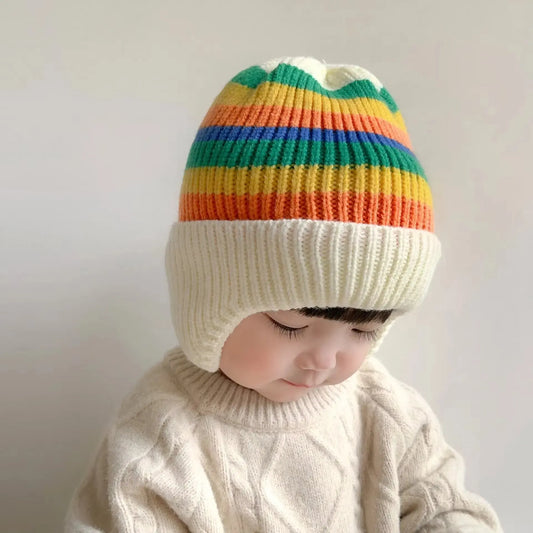 Bonnet hiver bébé en laine chaud & doux avec oreilles d’ours